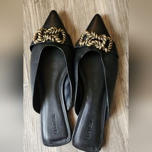 Open Edit Flat Mule Embellished  9.5